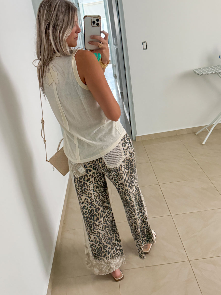 LEOPARD PATCHWORK PANTS