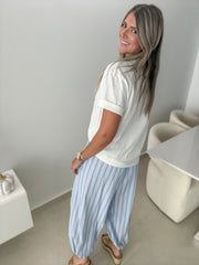 BLUE/WHITE STRIPED JOGGERS