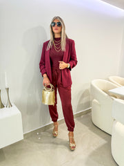 WINE SATIN JOGGERS