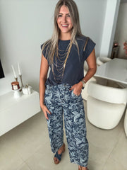 PRINTED BALLOON STRETCHY JEANS