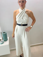 GRAY HALTER JUMPSUIT