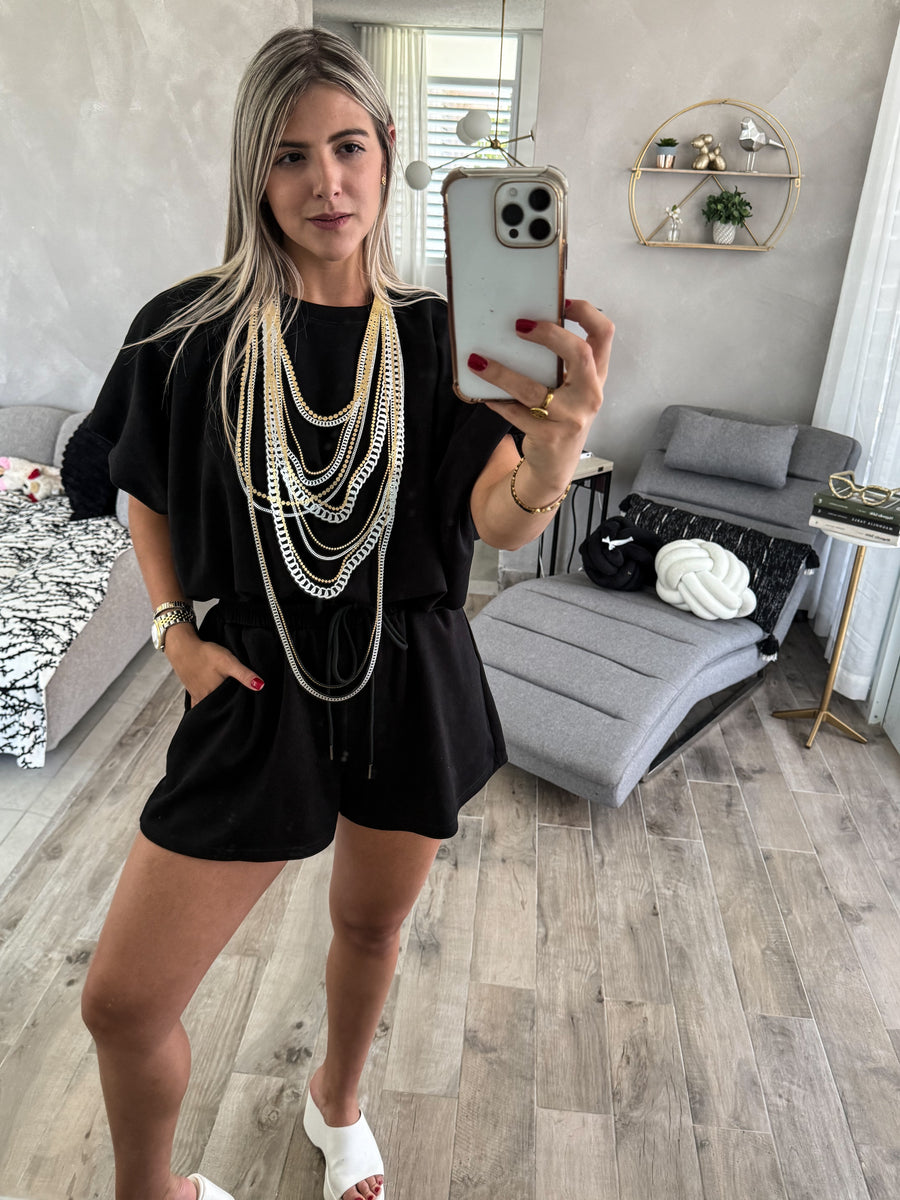 BLACK TOP & SHORT SET