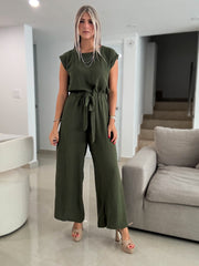 OLIVE SOLID JUMPSUIT