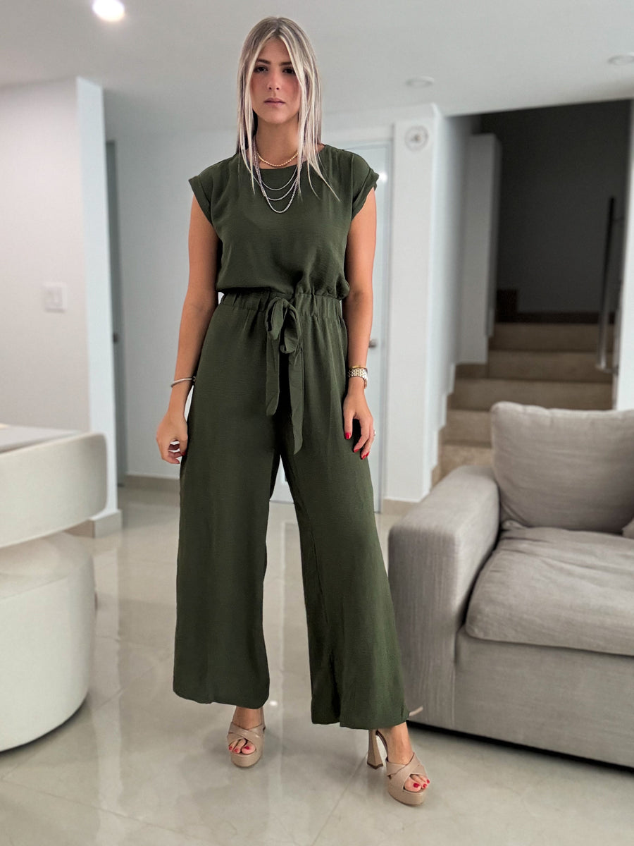 OLIVE SOLID JUMPSUIT