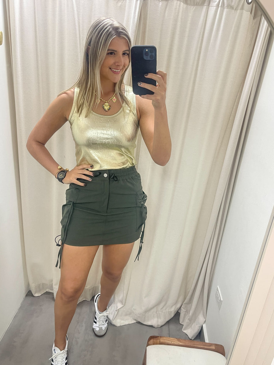 OLIVE STRETCHY SKORT