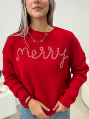 "MERRY" RED SWEATER