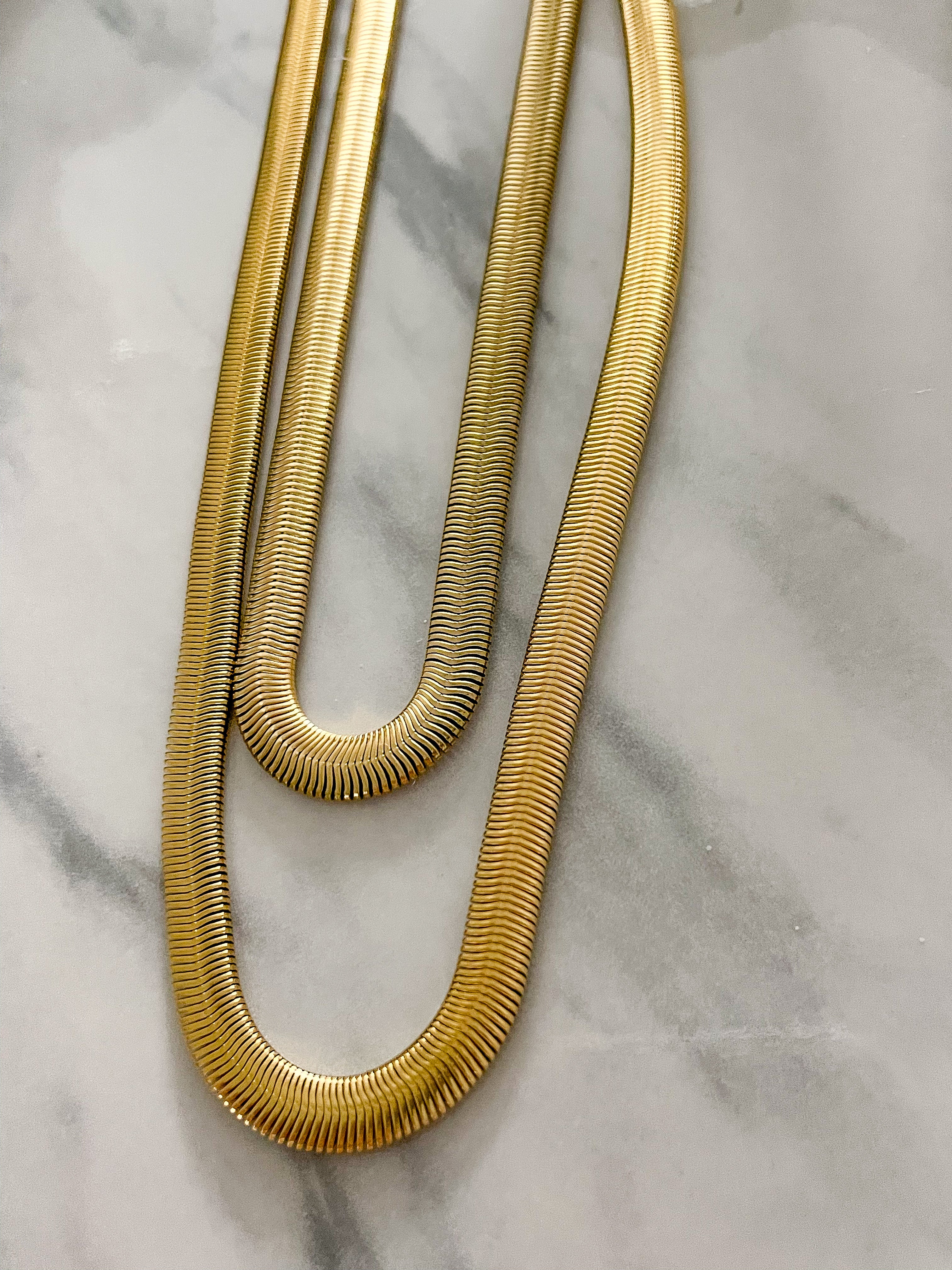 GOLD CHUNKY LAYERED SNAKE CHAIN NECKLACE