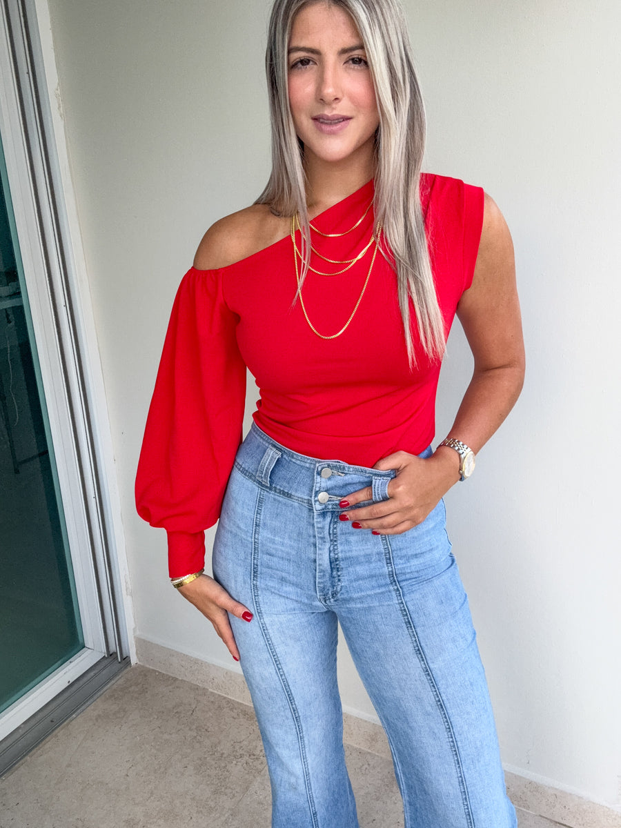 ONE SHOULDER LONG SLEEVE TOP