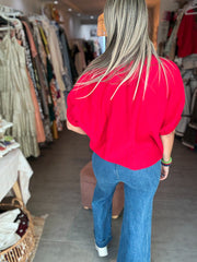 RED CHRISTMAS COLLAR BLOUSE