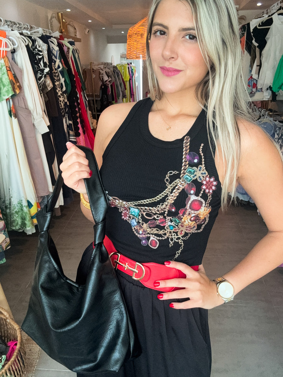 BLACK CHAINS TANK TOP