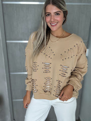 STUDDED RIPPED SWEATER