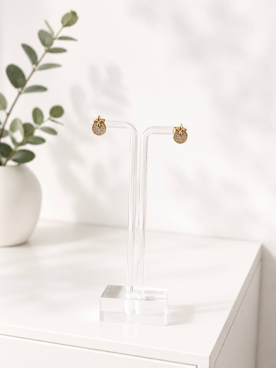 PAVÉ FLOWER STUD EARRINGS