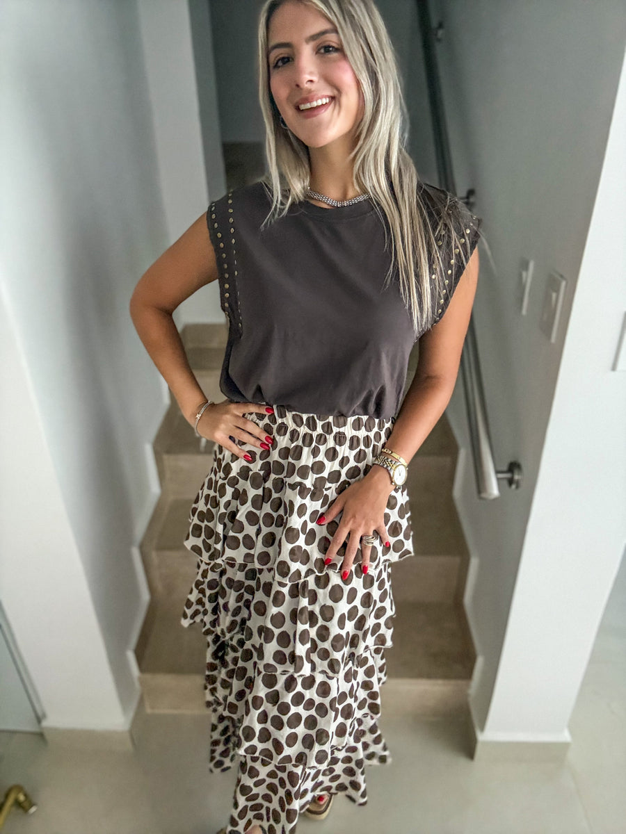 POLKA DOT RUFFLE SKIRT