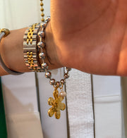 FLOWER TWO TONE BALL BRACELET