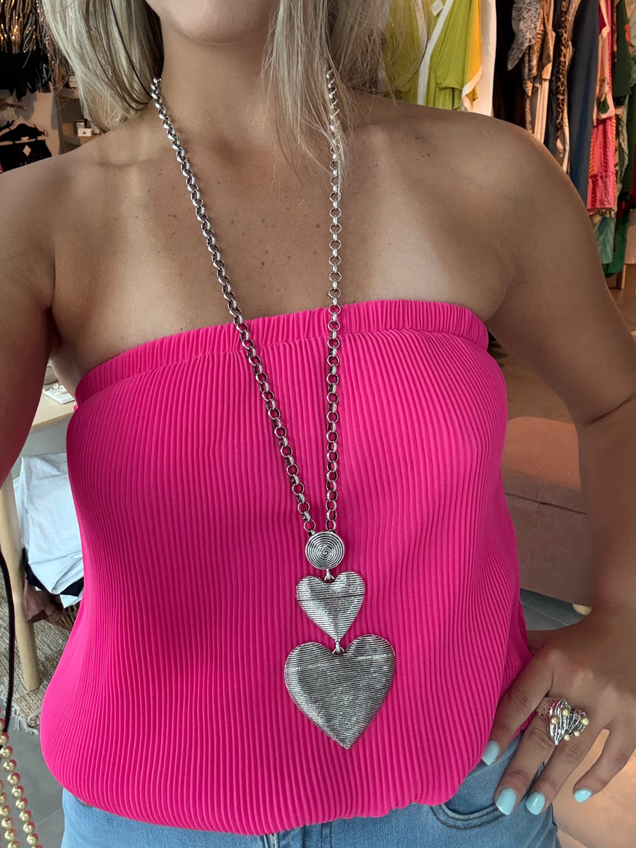 SILVER HEARTS NECKLACE