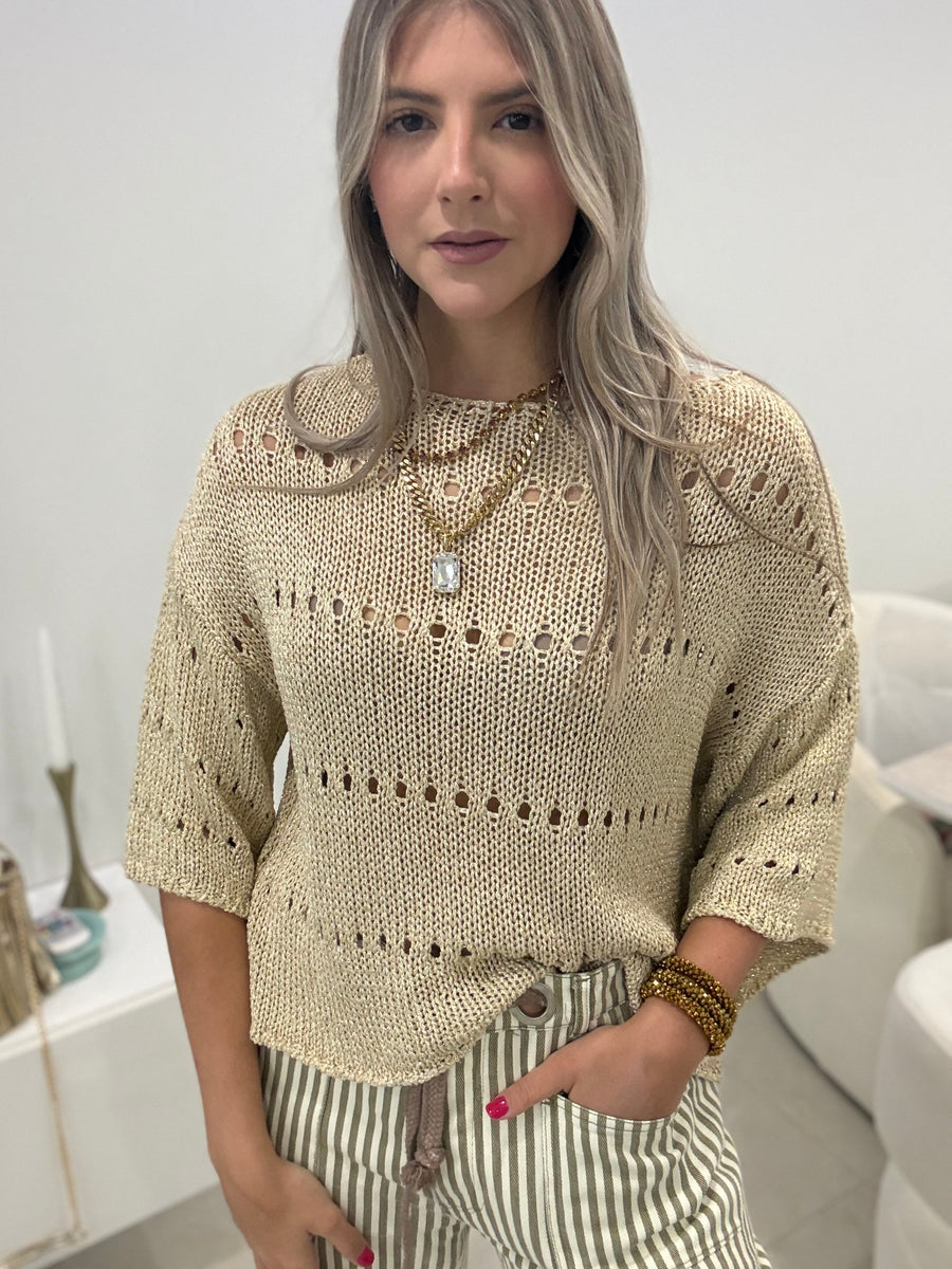 GOLD LUREX KNITTED BLOUSE