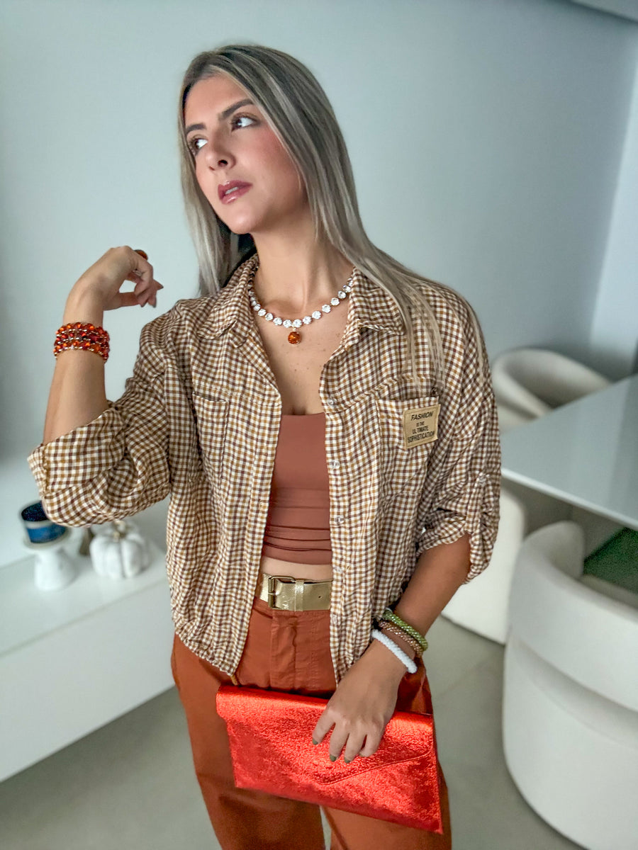 VICHY PRINT SHIRT JACKET