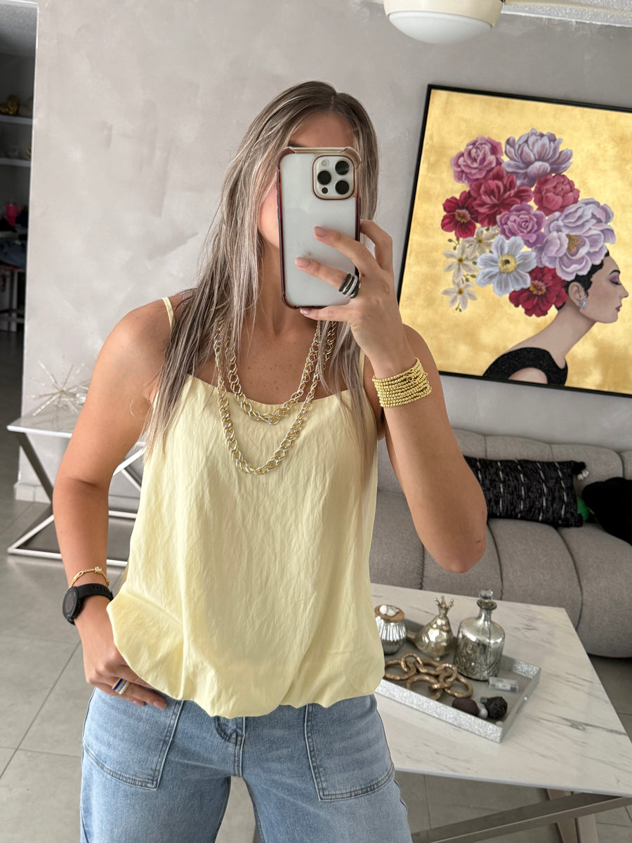 BUTTER YELLOW BUBBLE CAMI TOP