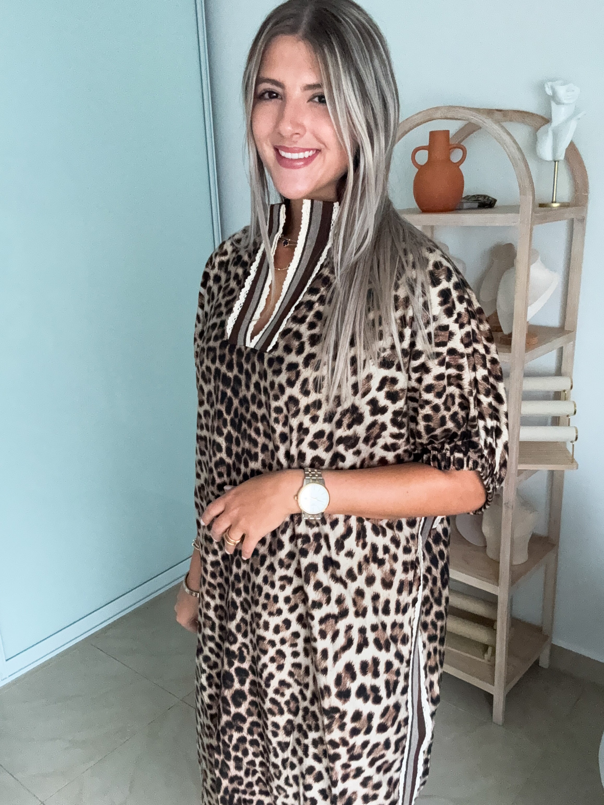 LEOPARD TRACK LINES MIDI DRESS