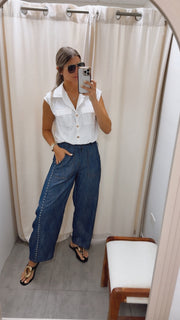 WHITE CAMEL STITCH TOP/JACKET