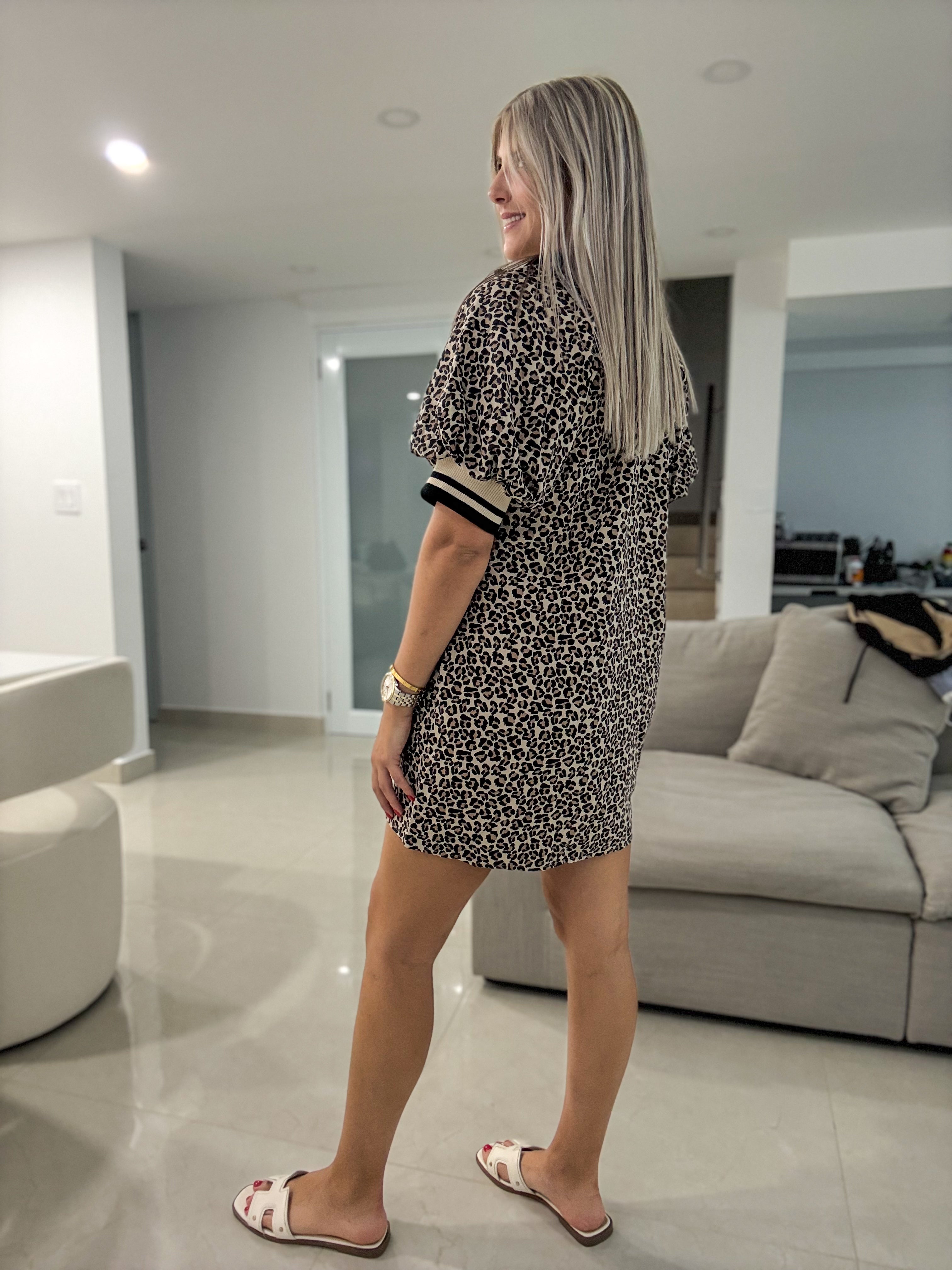 LEOPARD TRACK LINES SHORT DRESS