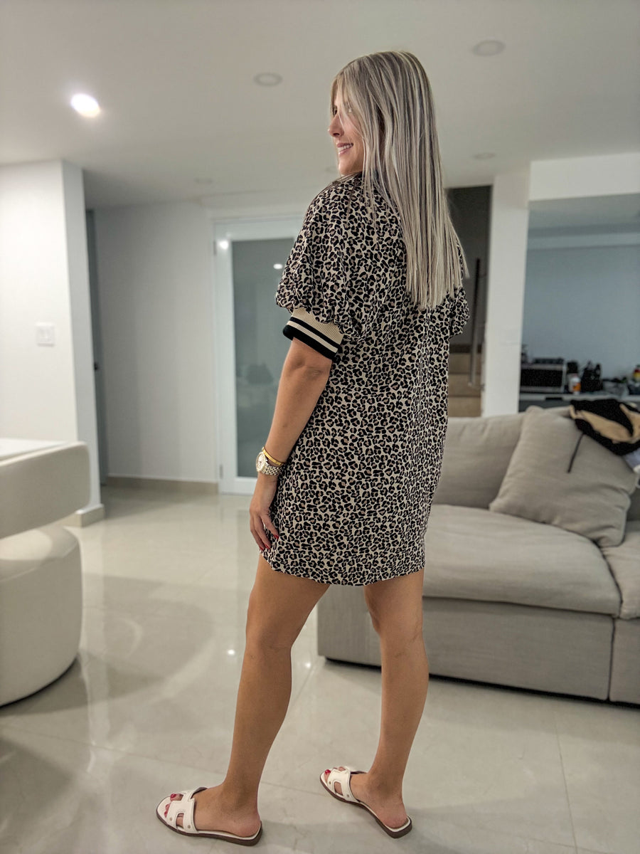 LEOPARD TRACK LINES SHORT DRESS