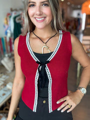 WINE RIBBED TANK BLOUSE