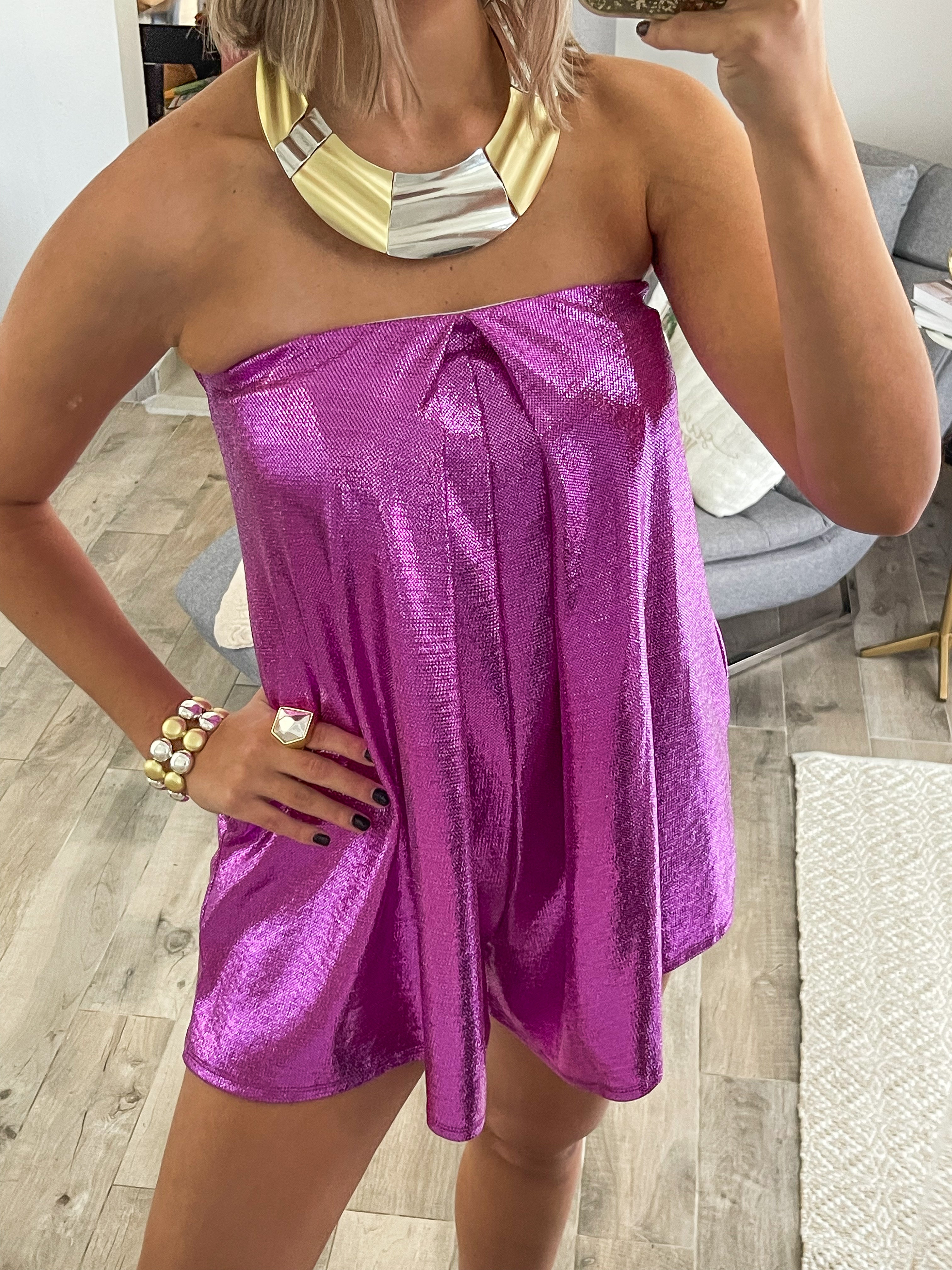 MAGENTA METALLIC ROMPER