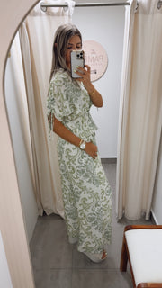 GREEN PRINTED TOP & PANT SET