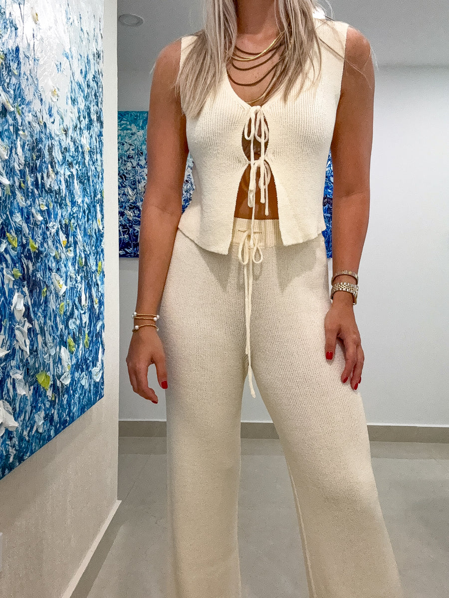 NATURAL KNIT VEST & PANT SET