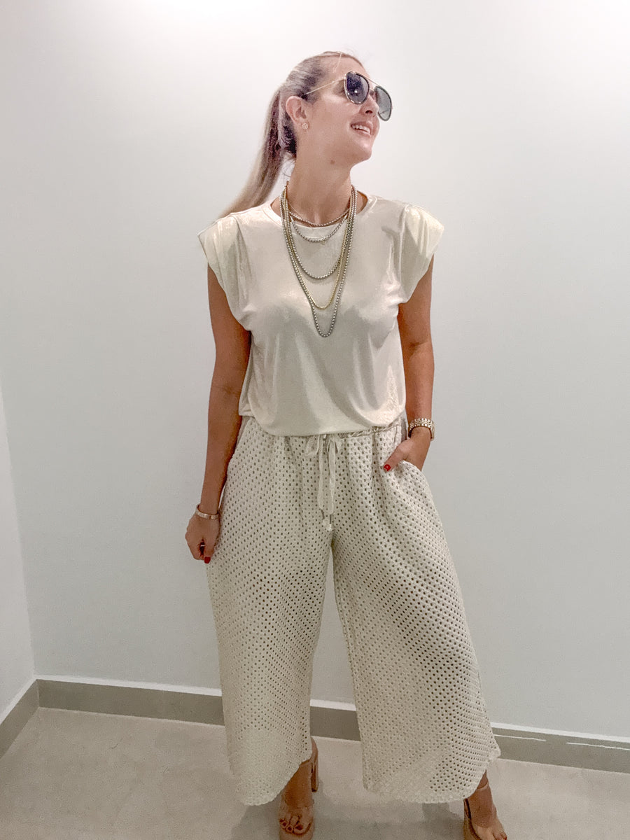 METALLIC GOLD KNITTED PANT