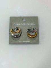 TWO TONE DOUBLE HOOP EARRING