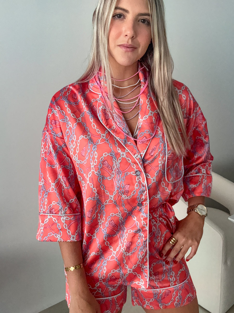 SATIN CORAL CHAINS PRINT SET