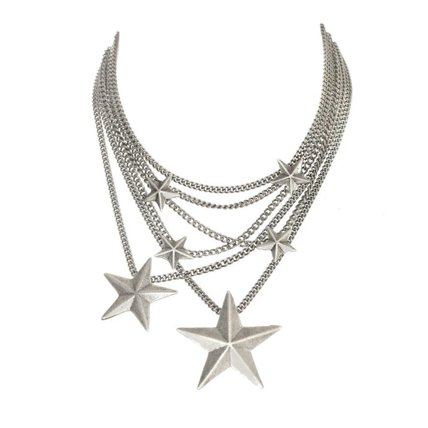 BRAZIL 6 STAR NECKLACE IN ANTIQUE SILVER
