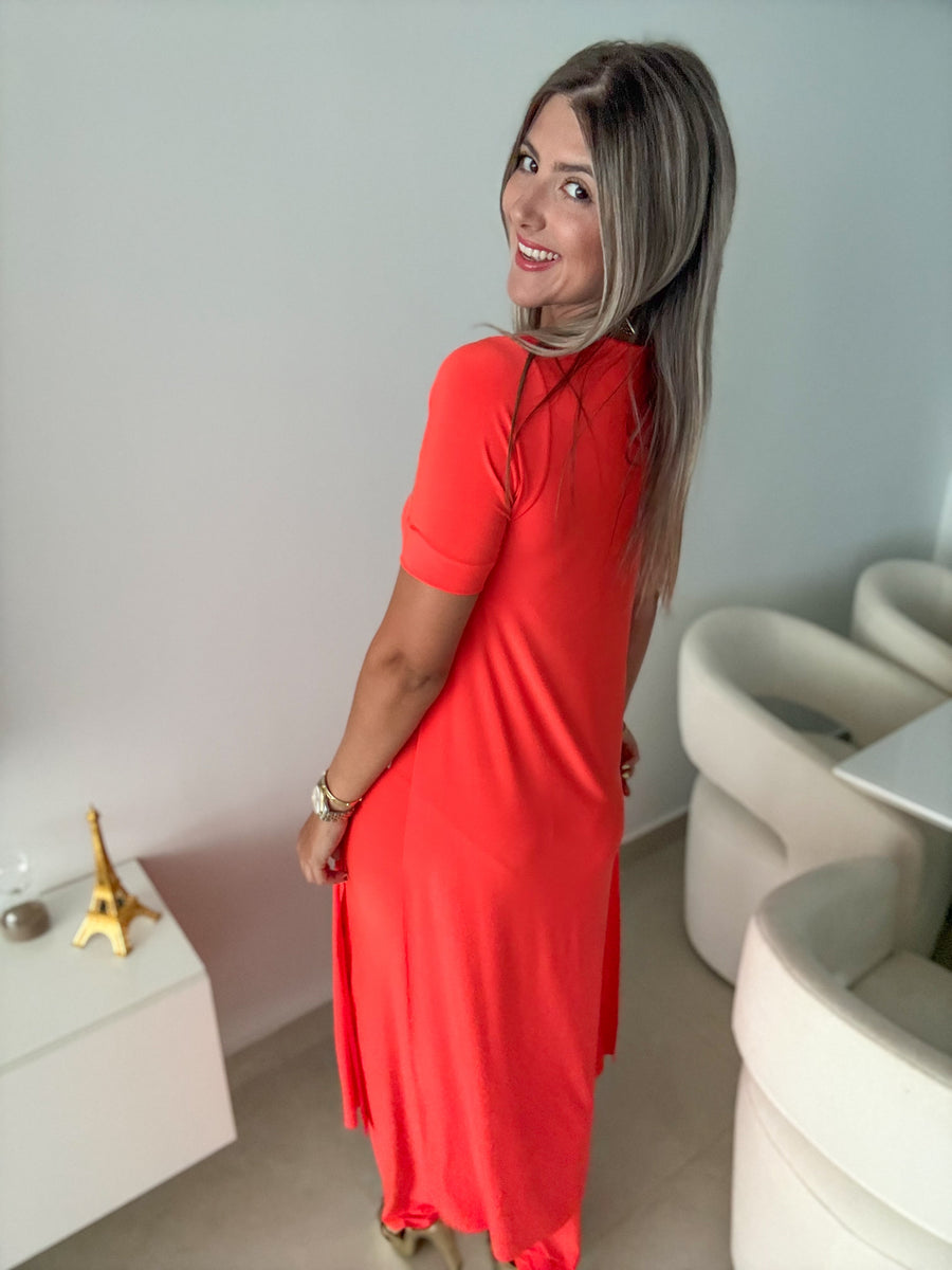 PIA ORANGE SHORT SLEEVES TOP & PANT SET