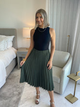 Load image into Gallery viewer, OLIVE PLEATED MIDI SKIRT
