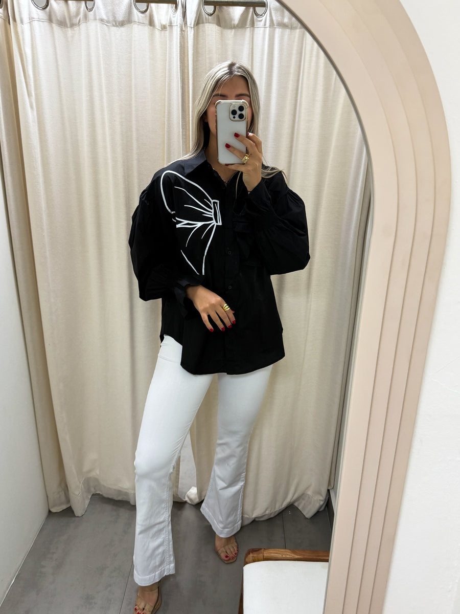 BLACK RIBBON BLOUSE