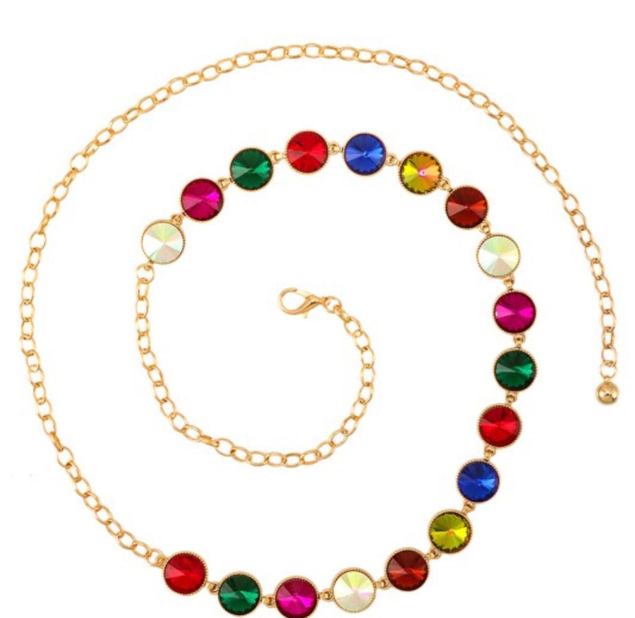 CRYSTAL MULTICOLOR CHAIN BELT