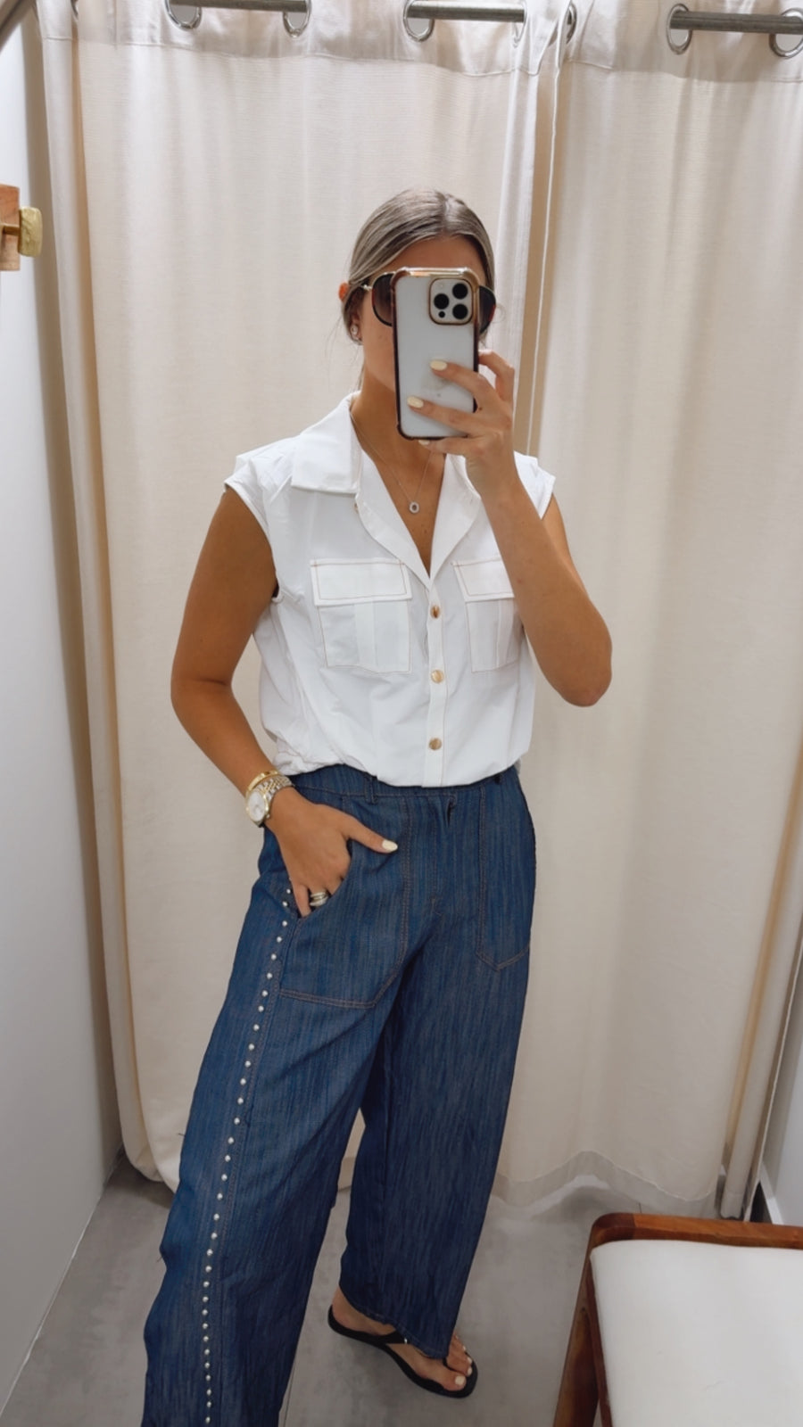 WHITE CAMEL STITCH TOP/JACKET