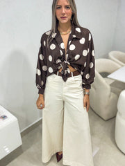 POLKA DOT SATIN KNOT TOPS