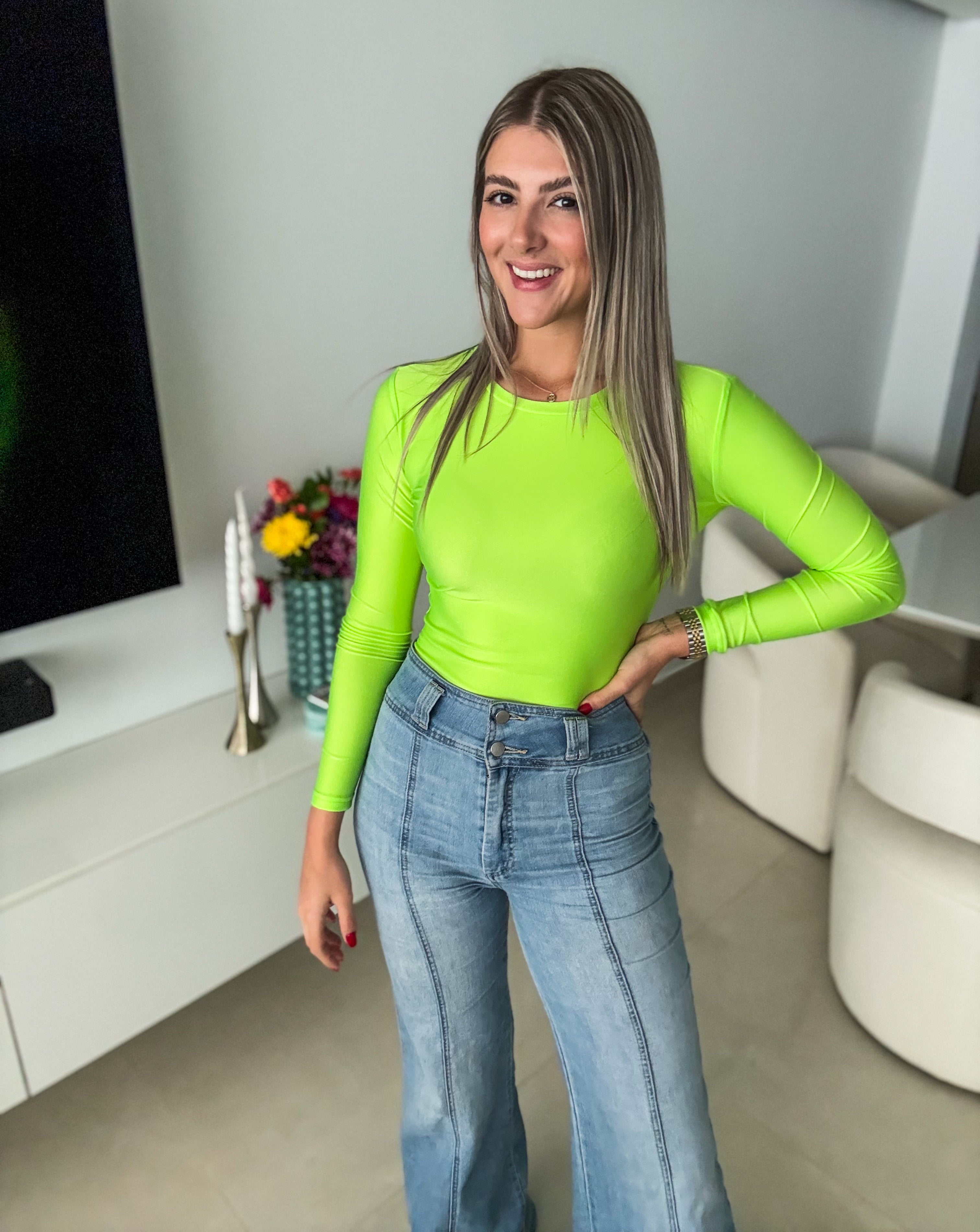 NEON LYCRA LONG SLEEVE BODYSUIT