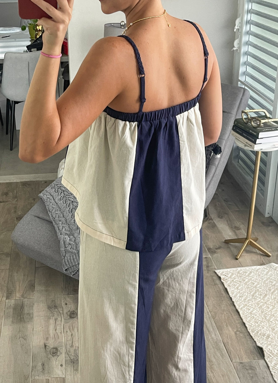 NAVY FLOWY SET