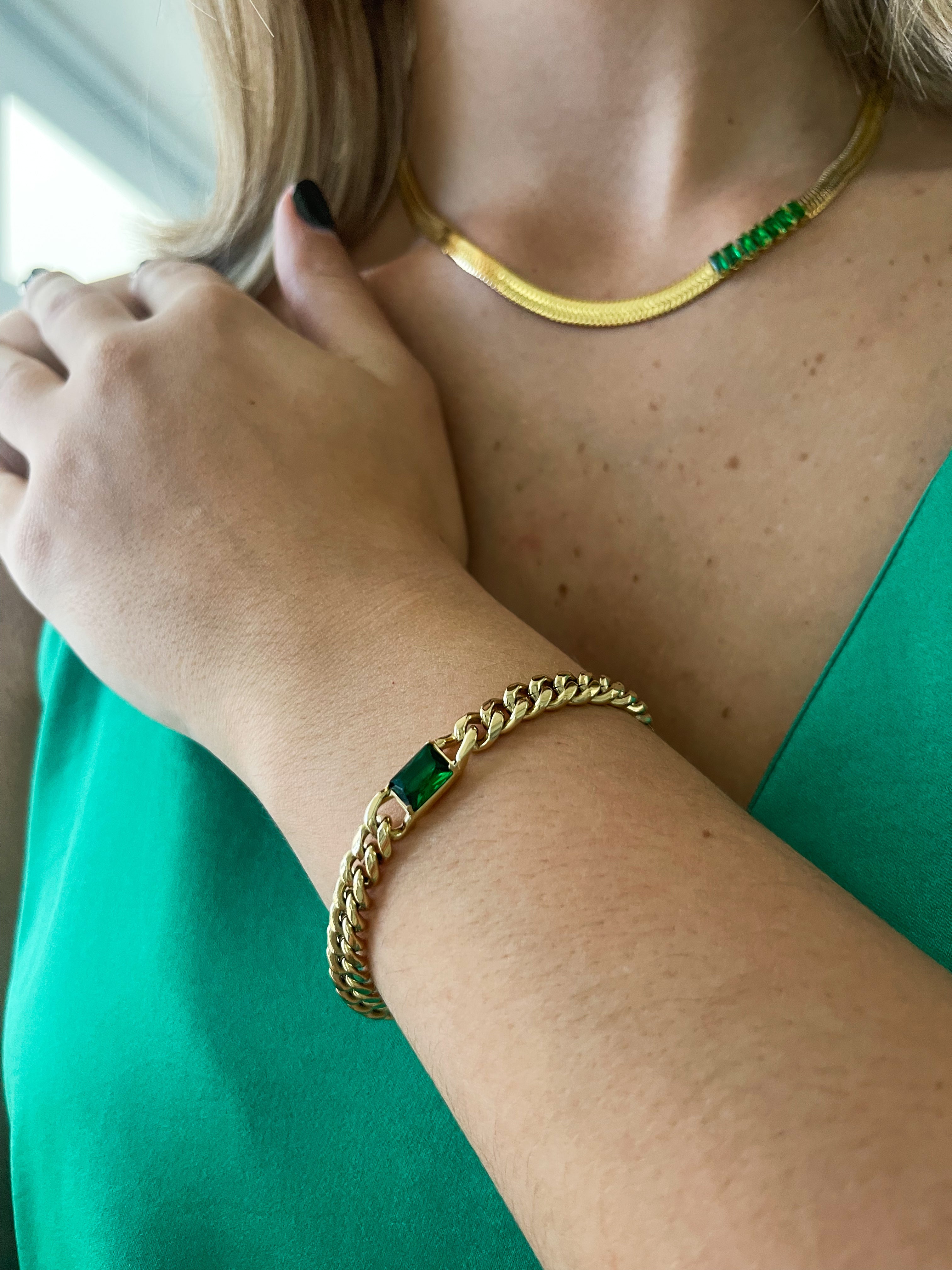 GREEN CUBANA BRACELET