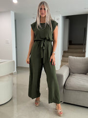 OLIVE SOLID JUMPSUIT