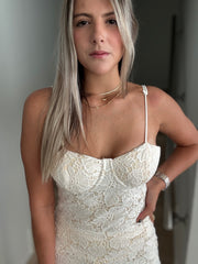 IVORY SEQUIN LACED BODYSUIT