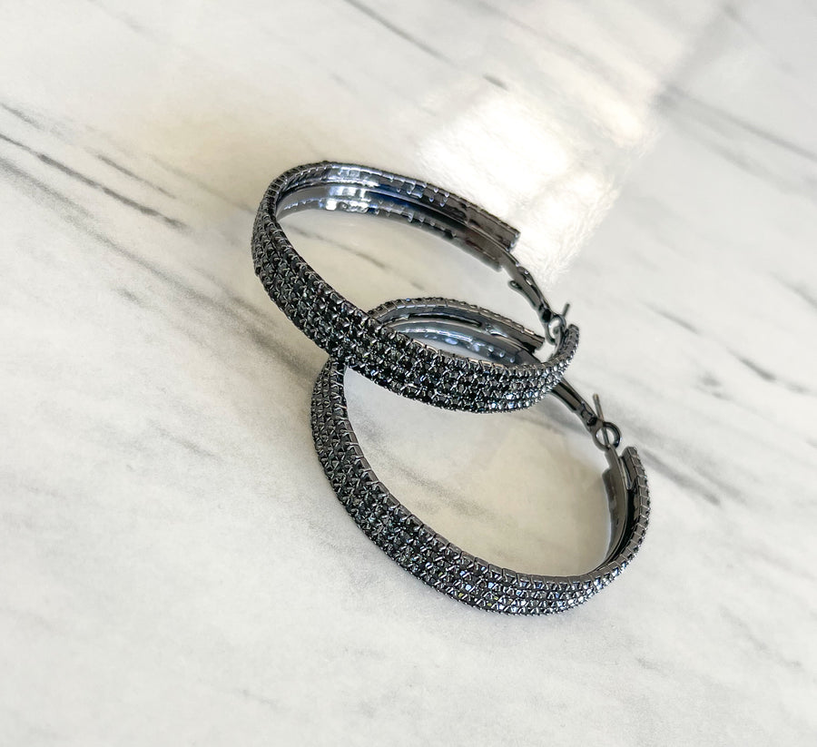 RHINESTONES HOOP EARRINGS