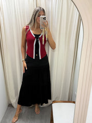 WINE RIBBED TANK BLOUSE