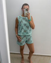 MINT LACE SHEER TOP & SHORT SET