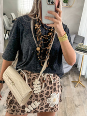 LEOPARD PATCHWORK SKIRT