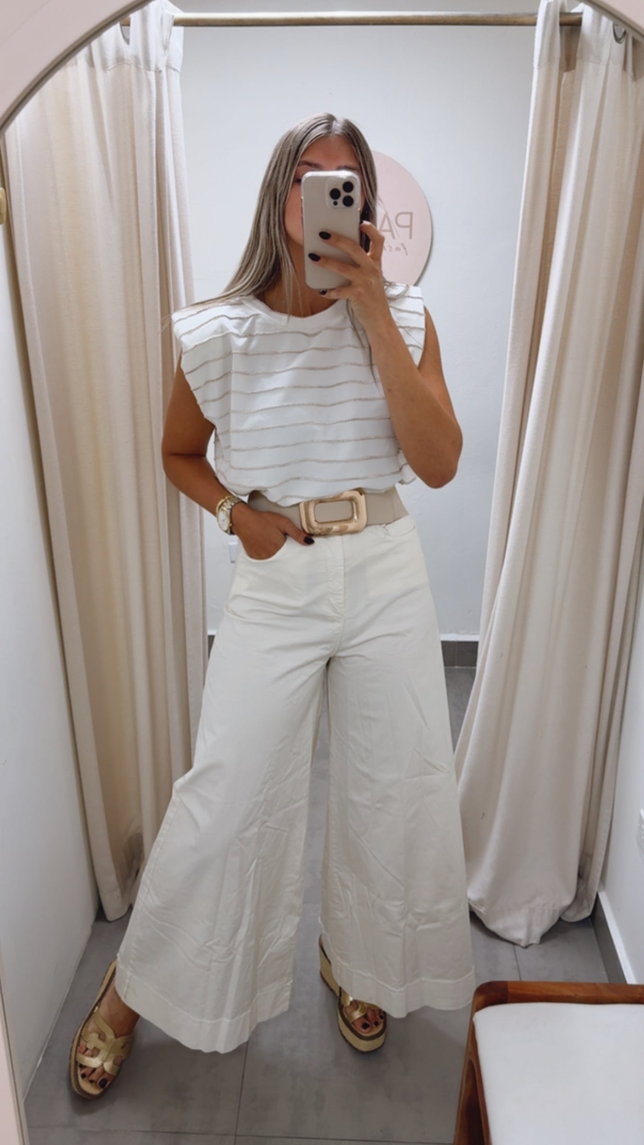CREAM STRIPED TSHIRT